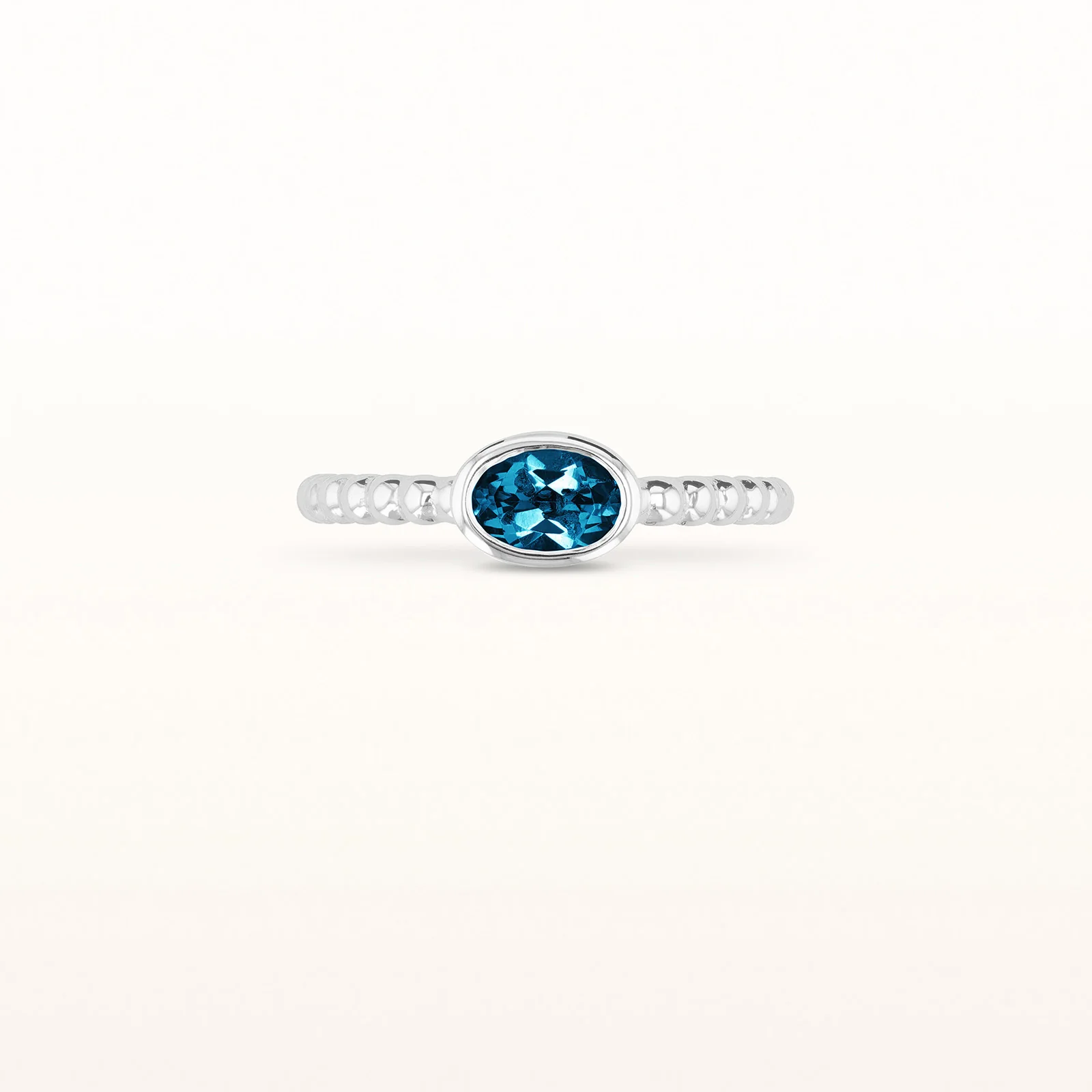 6 x 4 mm Oval Gemstone or Diamond Stackable Beaded Ring in 925 Sterling Silver - Image 14