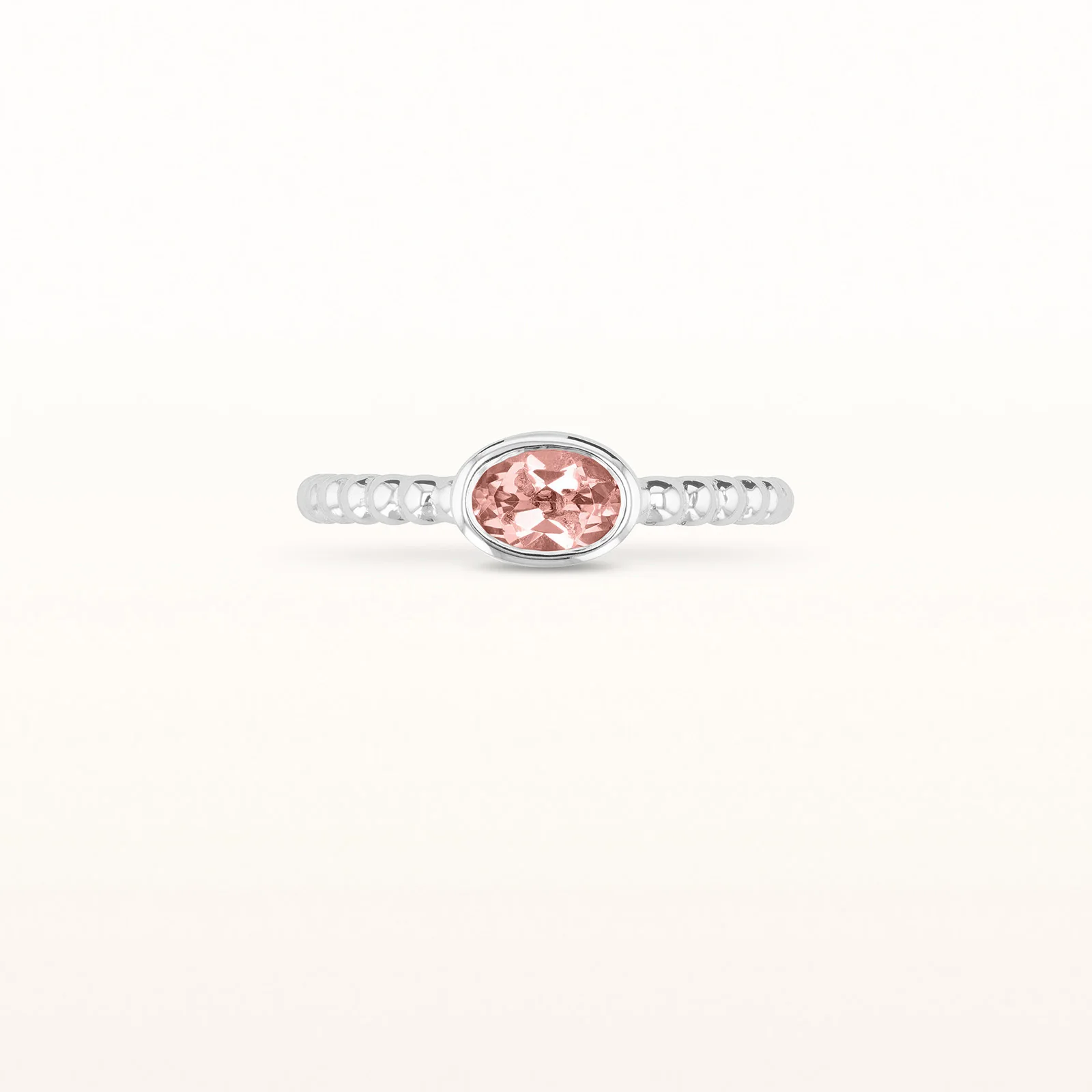 6 x 4 mm Oval Gemstone or Diamond Stackable Beaded Ring in 925 Sterling Silver - Image 16