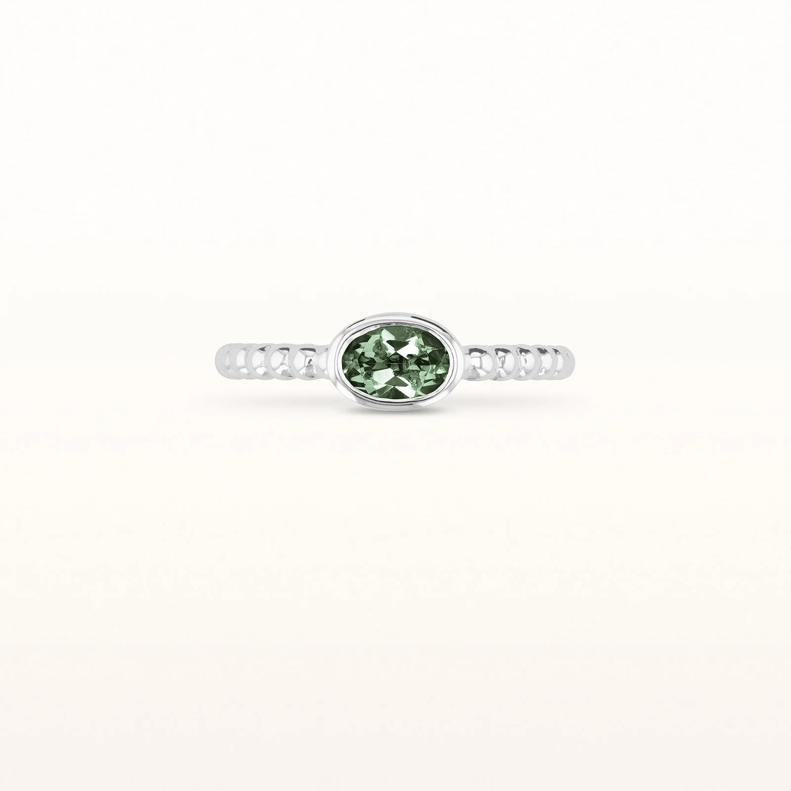 6 x 4 mm Oval Gemstone or Diamond Stackable Beaded Ring in 925 Sterling Silver - Image 6