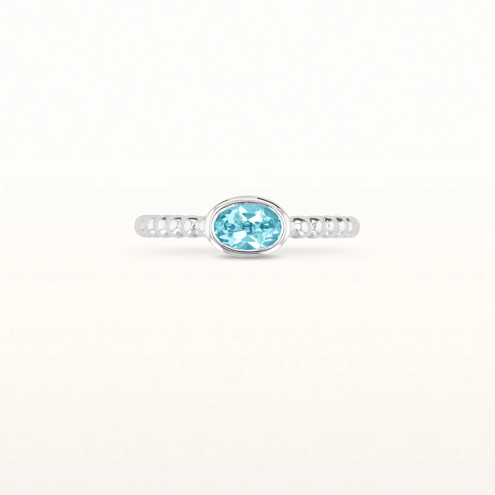 6 x 4 mm Oval Gemstone or Diamond Stackable Beaded Ring in 925 Sterling Silver - Image 8