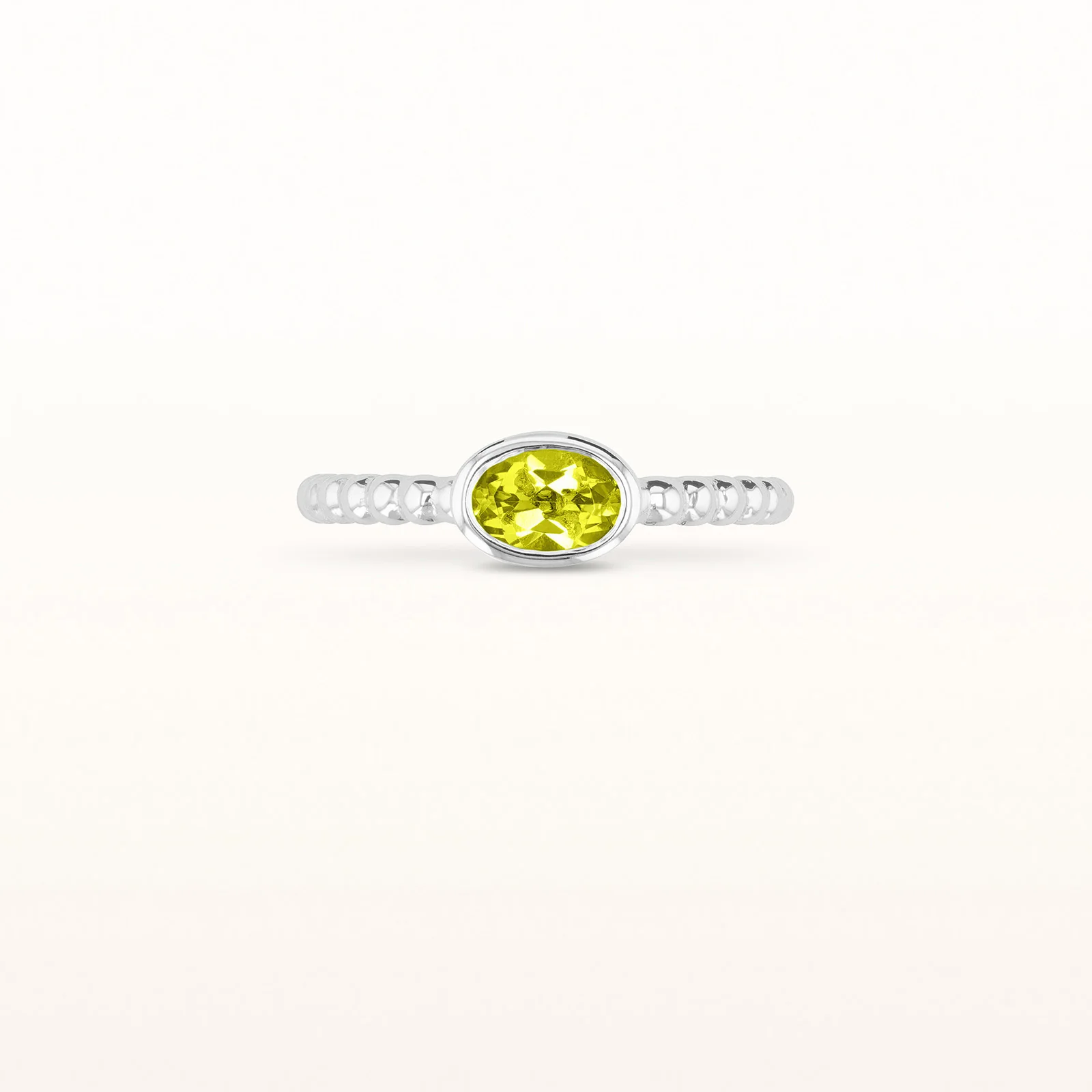 6 x 4 mm Oval Gemstone Stackable Beaded Ring in 14kt White Gold - Image 15