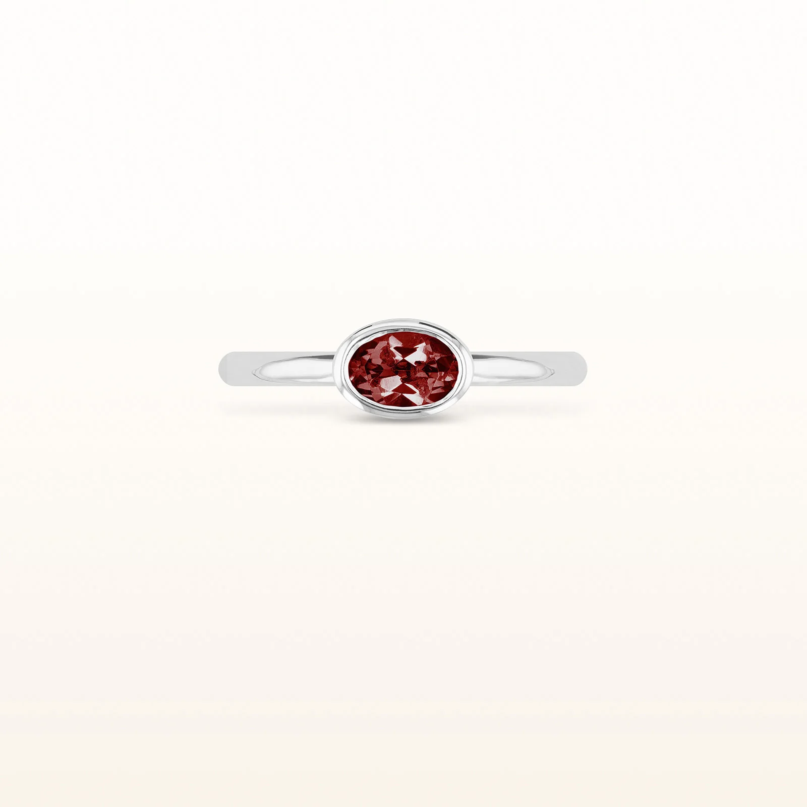 6 x 4 mm Oval Gemstone Stackable High Polish Ring in 14kt White Gold - Image 11