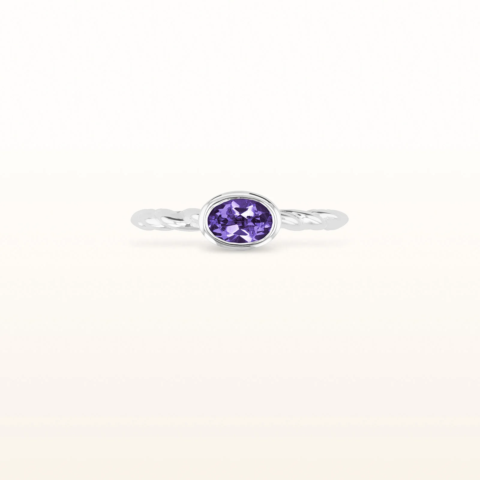 6 x 4 mm Oval Gemstone or Diamond Stackable Rope Style Ring in 925 Sterling Silver - Image 13