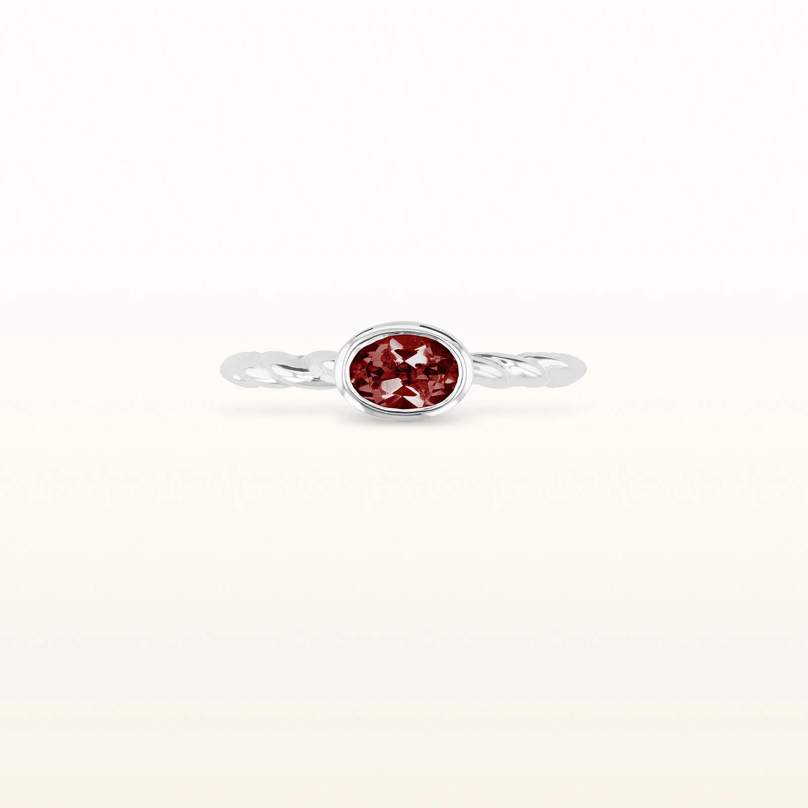6 x 4 mm Oval Gemstone Stackable Rope Style Ring in 14kt White Gold - Image 11