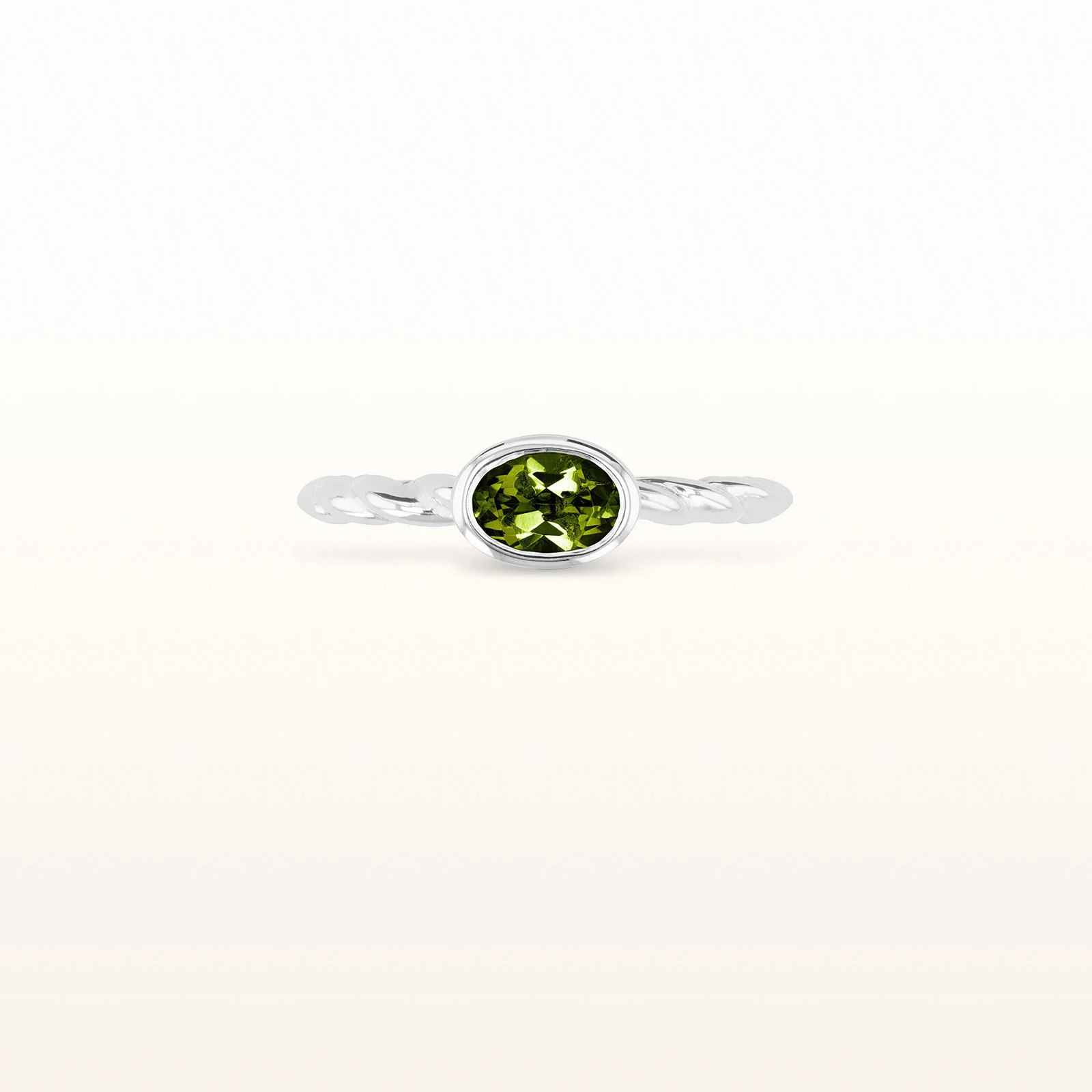 6 x 4 mm Oval Gemstone Stackable Rope Style Ring in 14kt White Gold - Image 12