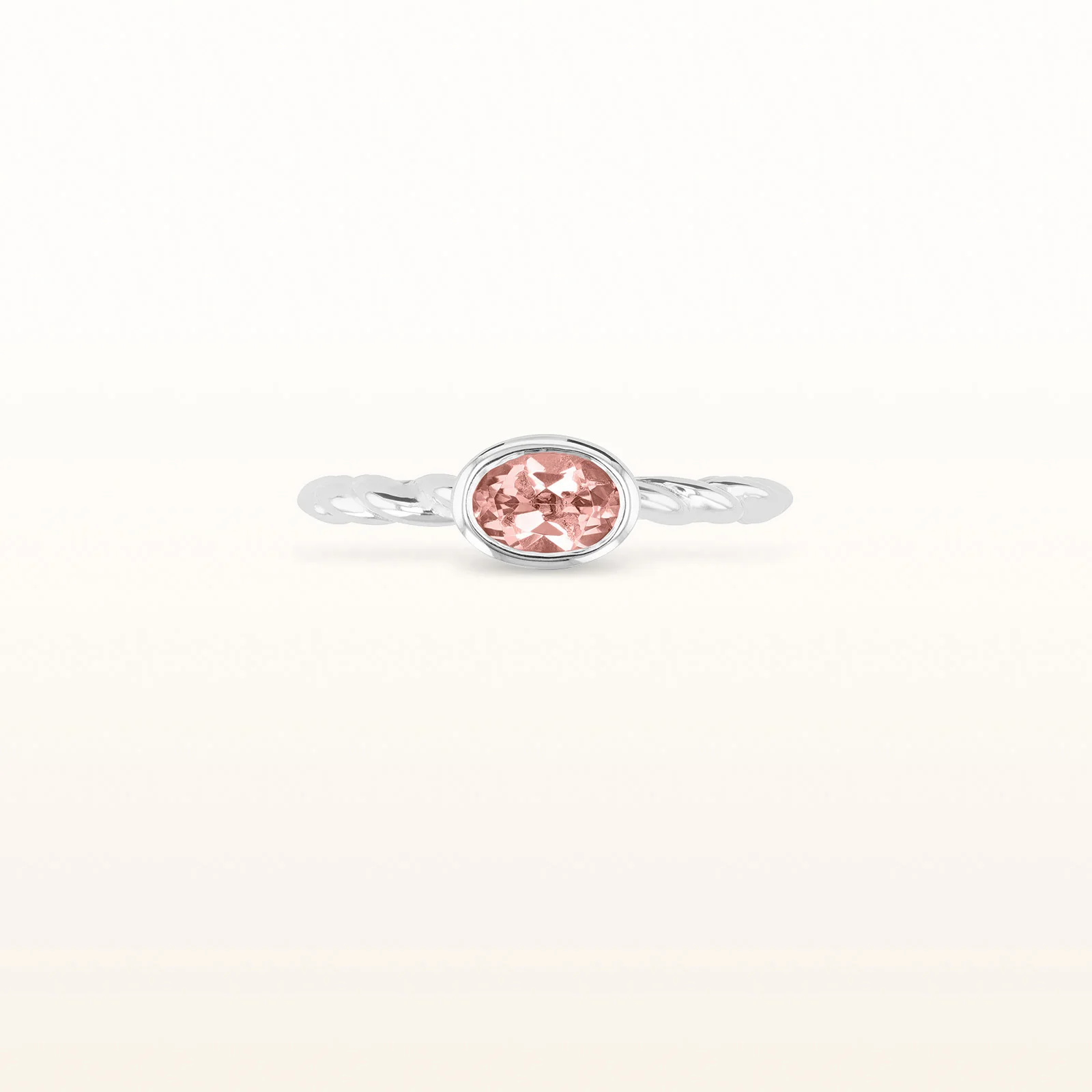 6 x 4 mm Oval Gemstone Stackable Rope Style Ring in 14kt White Gold - Image 16