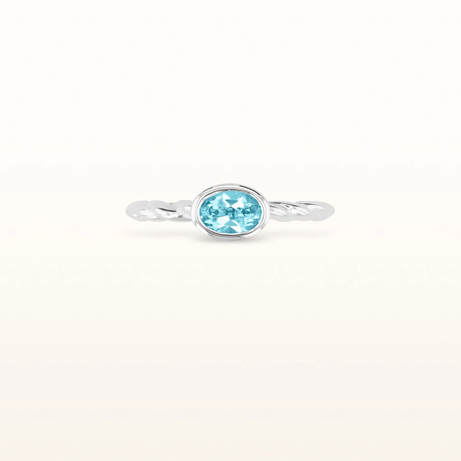 6 x 4 mm Oval Gemstone Stackable Rope Style Ring in 14kt White Gold - Image 8