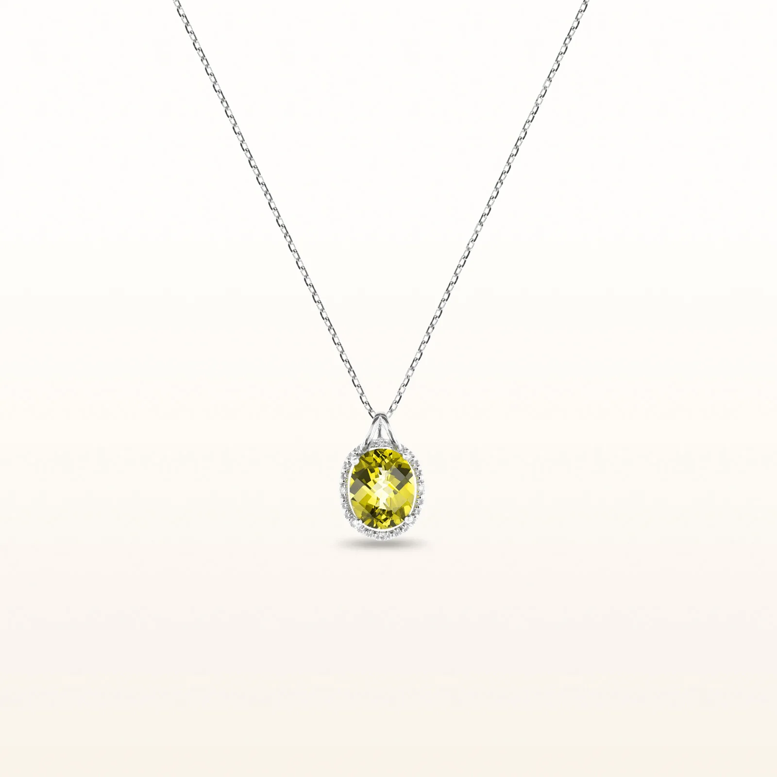 Oval Gemstone Pendant with Diamond Accent Halo in 925 Sterling Silver