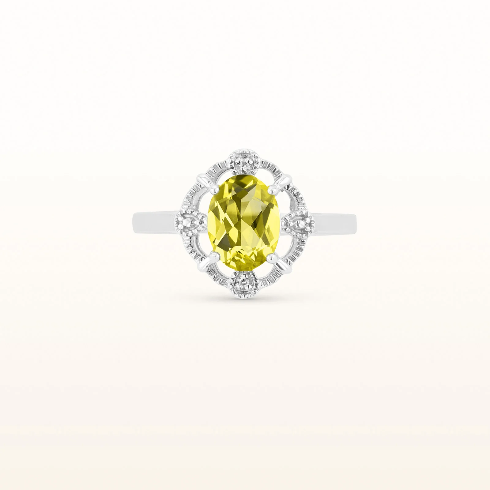 Oval Gemstone Ring with Diamond Accent Open Lace Halo in 925 Sterling Silver - Image 12