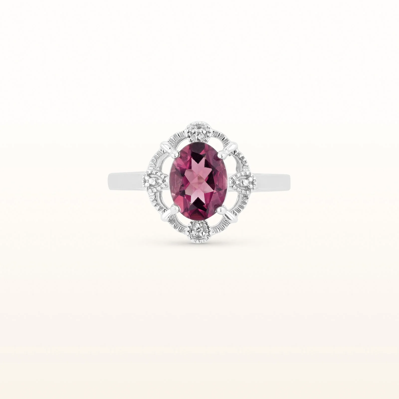 Oval Gemstone Ring with Diamond Accent Open Lace Halo in 925 Sterling Silver - Image 14