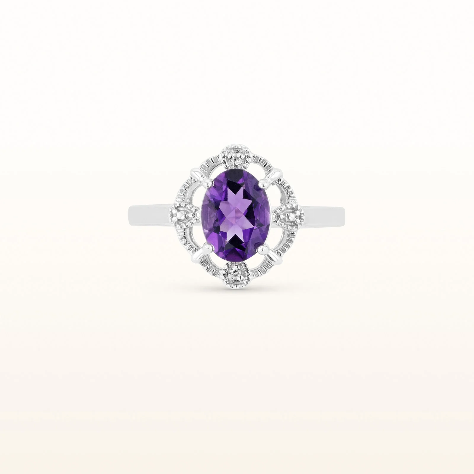 Oval Gemstone Ring with Diamond Accent Open Lace Halo in 925 Sterling Silver - Image 7