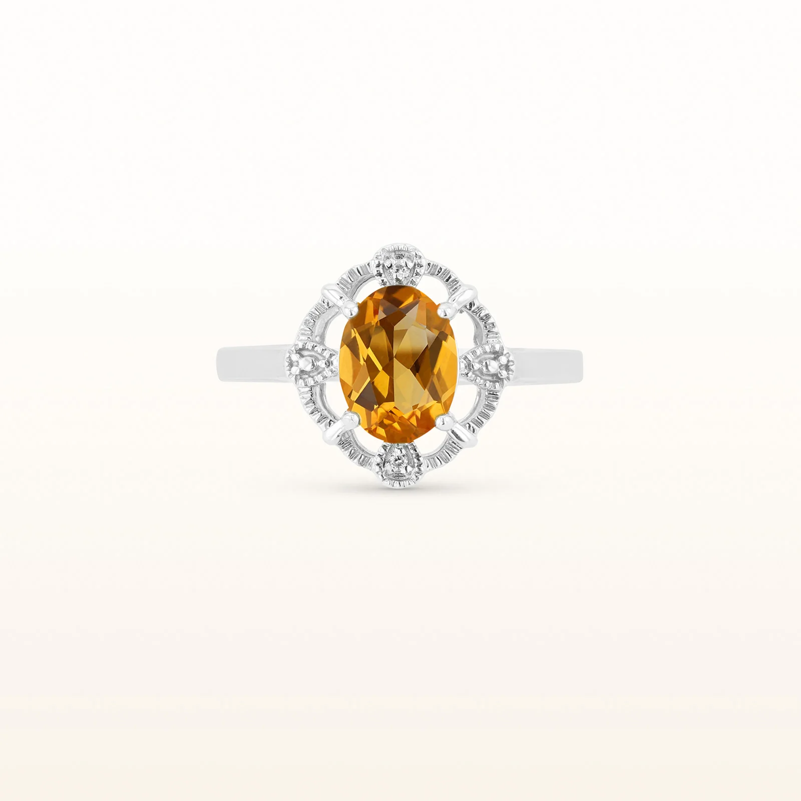 Oval Gemstone Ring with Diamond Accent Open Lace Halo in 925 Sterling Silver - Image 9