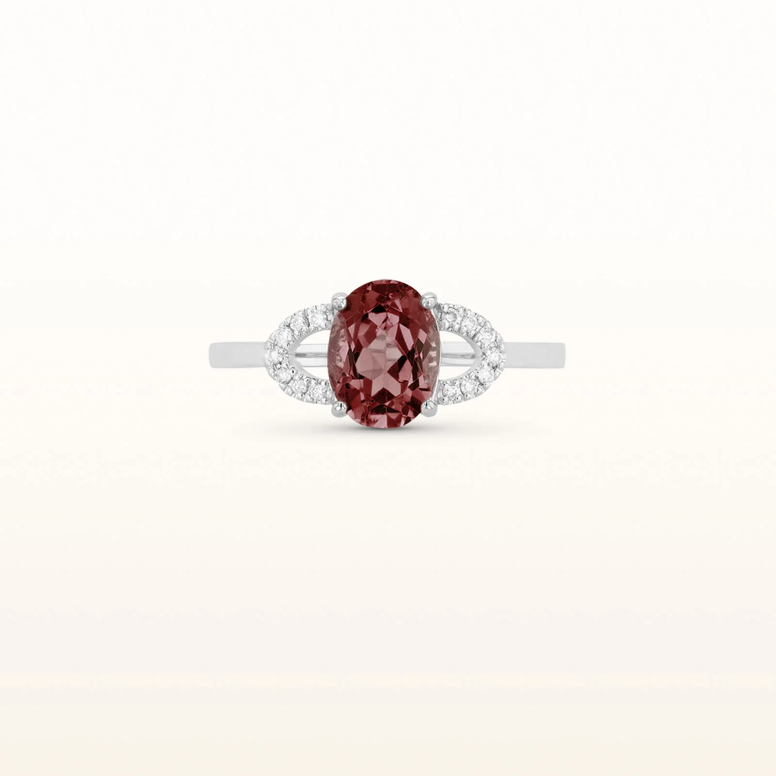 Oval Gemstone Ring with Diamond Accents in 14kt White Gold - Image 6