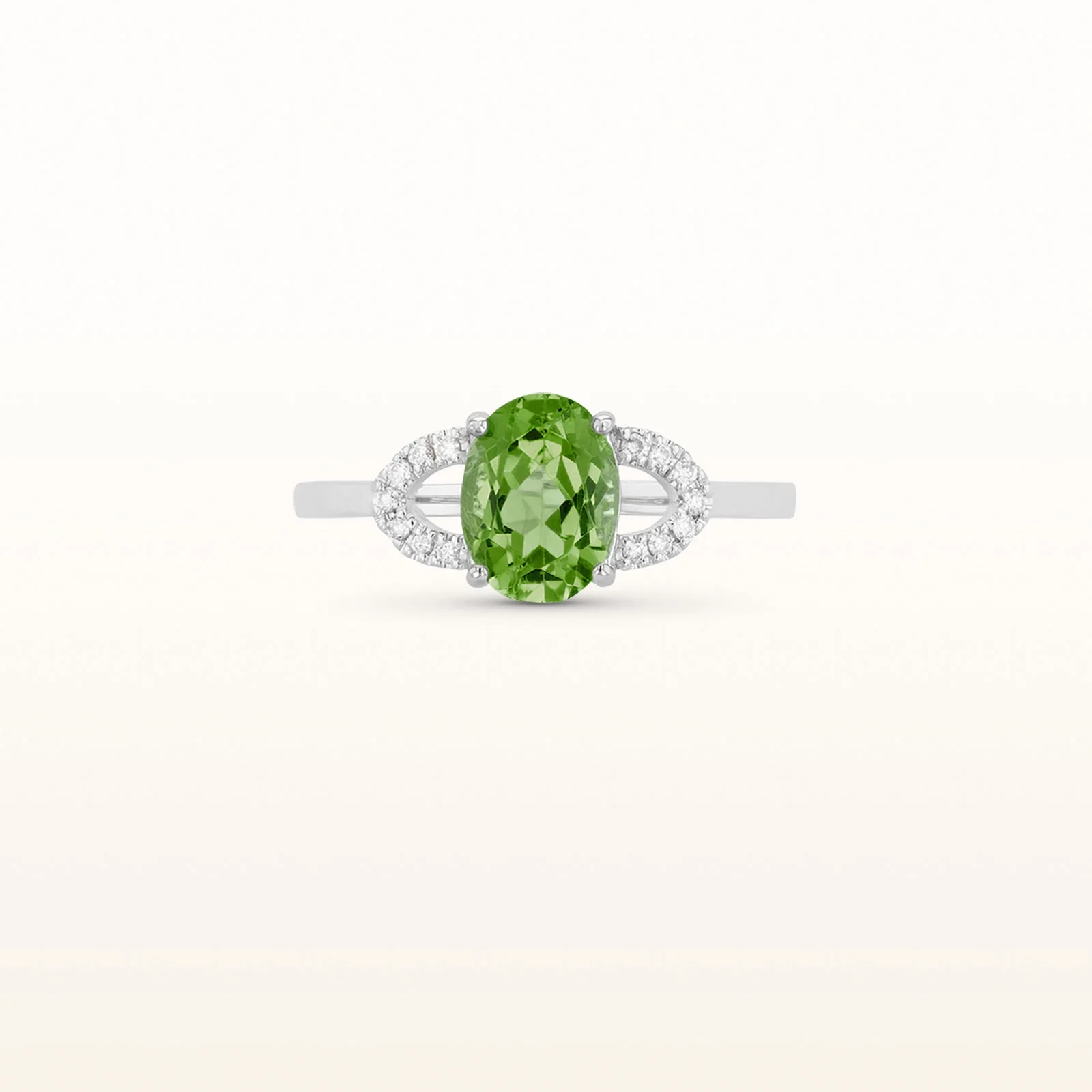 Oval Gemstone Ring with Diamond Accents in 14kt White Gold - Image 7