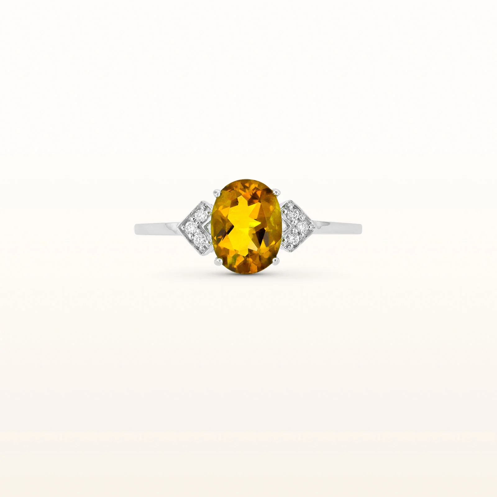 Oval Gemstone Ring with Diamond Accents in 14kt White Gold - Image 10
