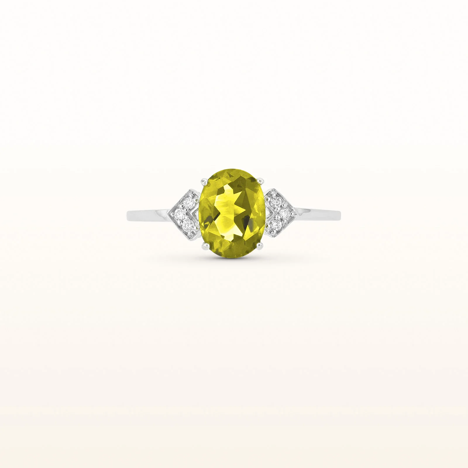 Oval Gemstone Ring with Diamond Accents in 14kt White Gold - Image 11