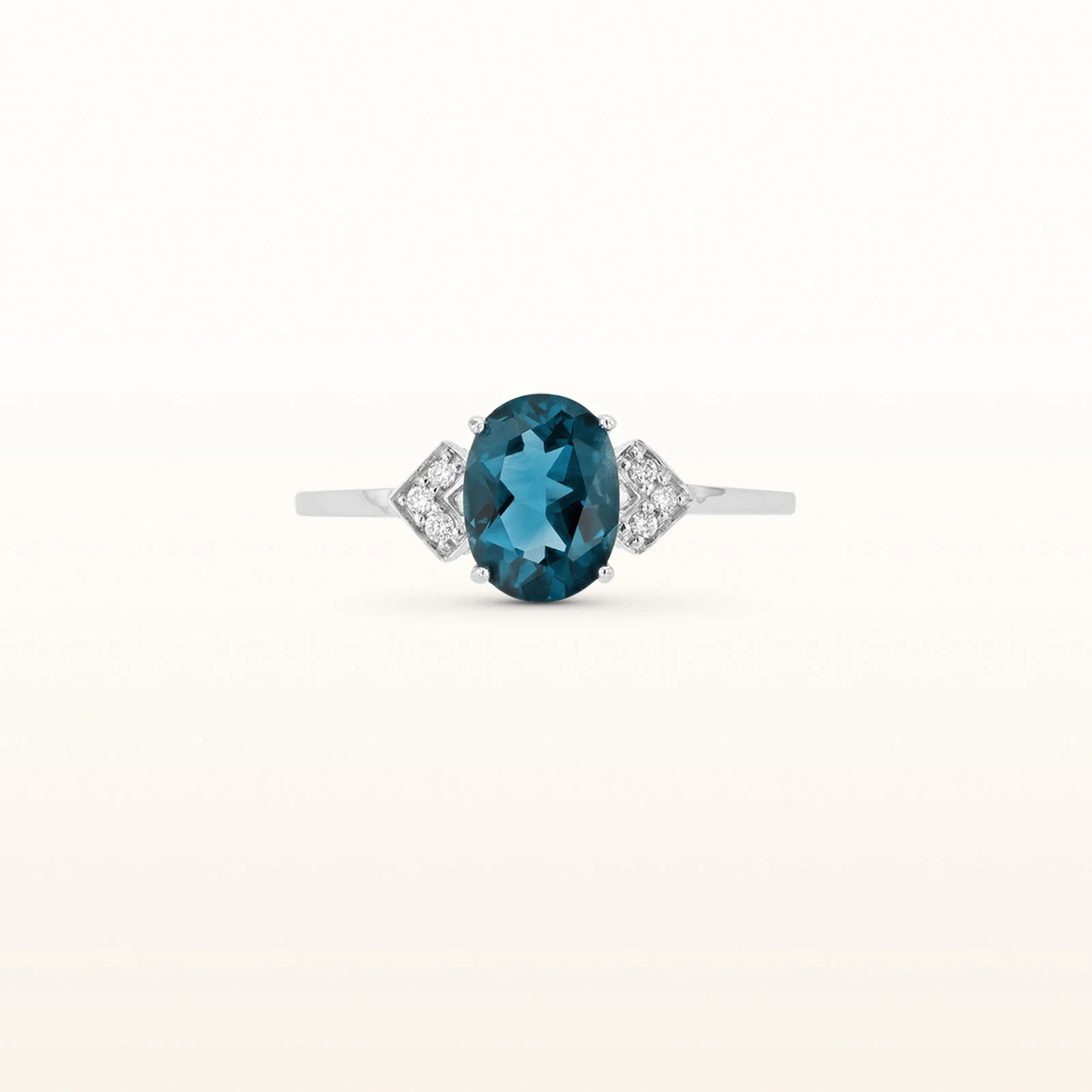 Oval Gemstone Ring with Diamond Accents in 14kt White Gold - Image 12