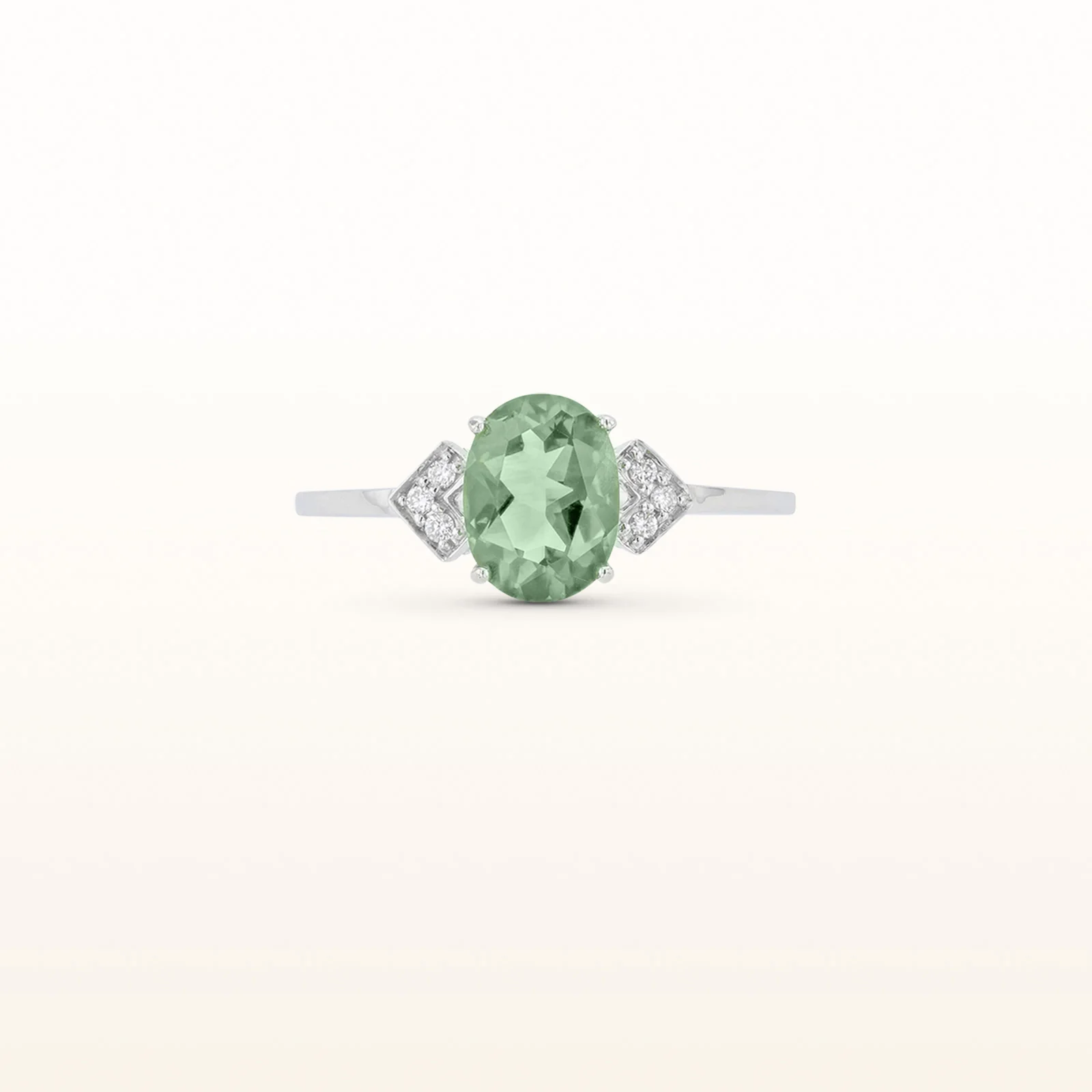 Oval Gemstone Ring with Diamond Accents in 14kt White Gold - Image 13