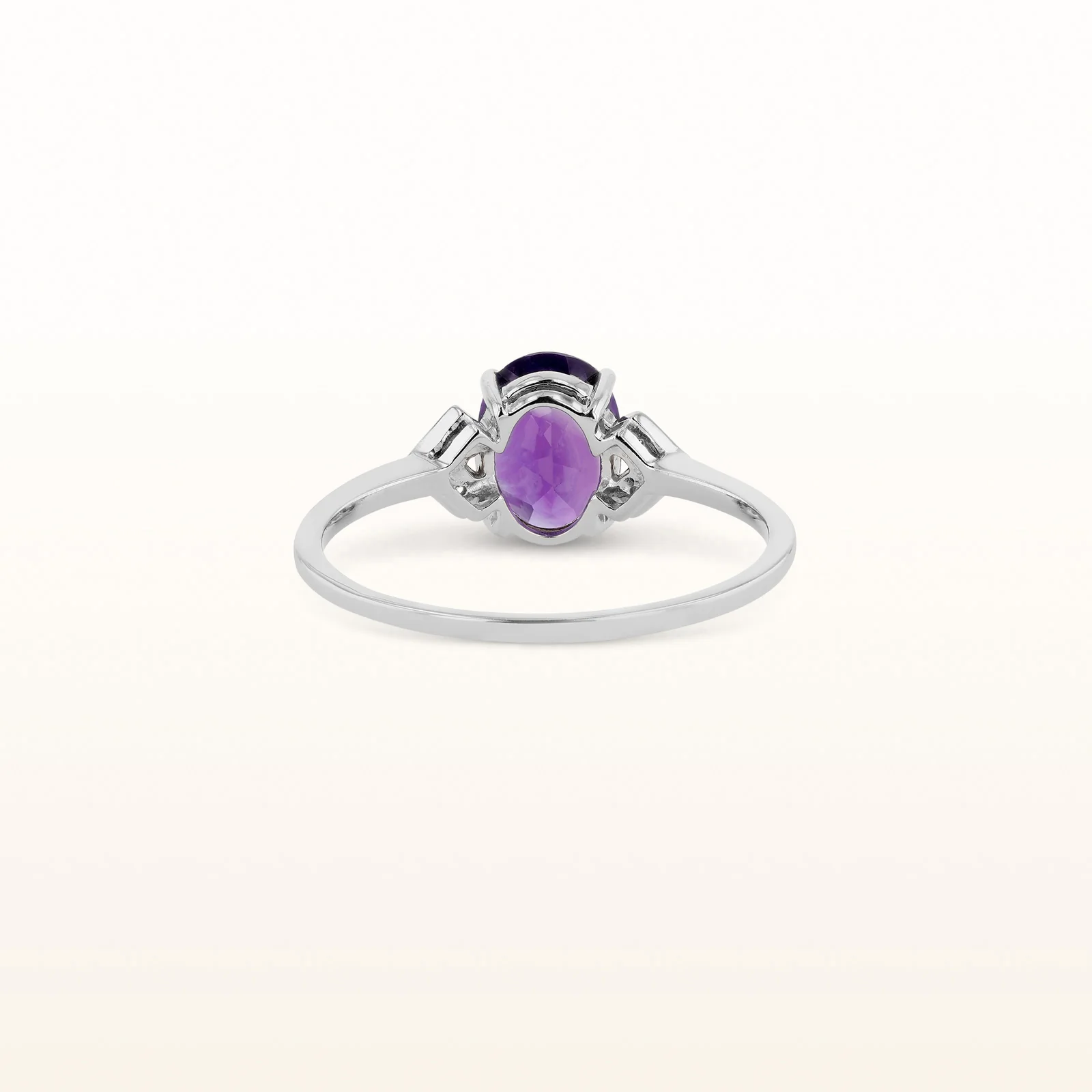 Oval Gemstone Ring with Diamond Accents in 14kt White Gold - Image 4