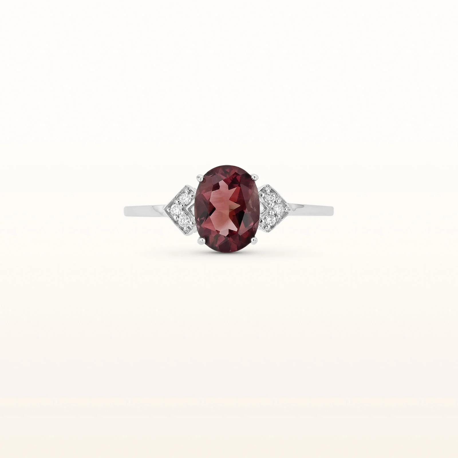 Oval Gemstone Ring with Diamond Accents in 14kt White Gold - Image 7