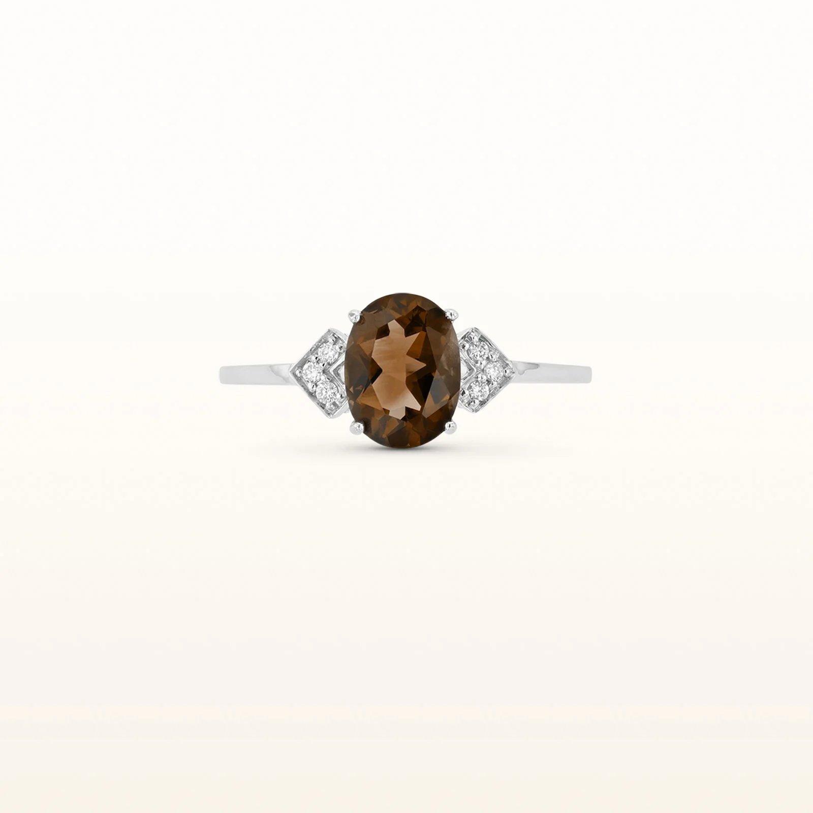 Oval Gemstone Ring with Diamond Accents in 14kt White Gold - Image 9