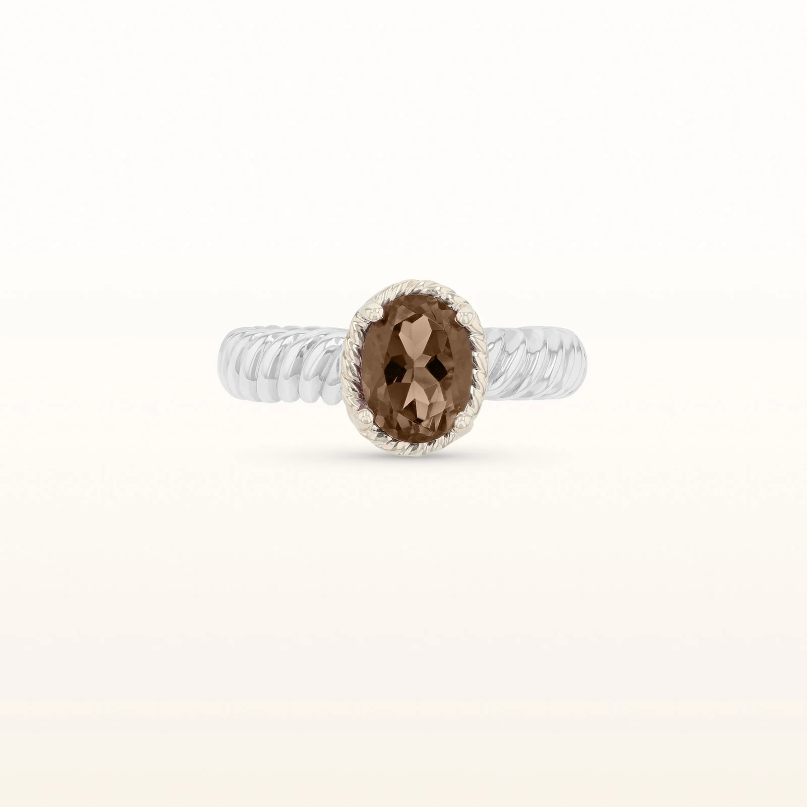 Oval Gemstone Rope Style Ring in 925 Sterling Silver with 14kt Yellow Gold Accents - Image 12