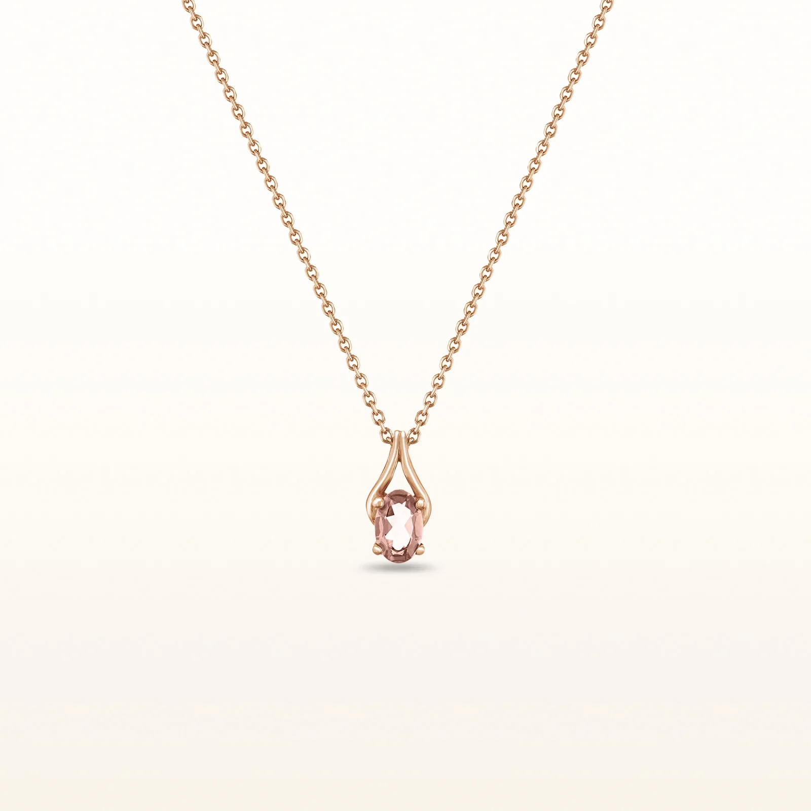 Oval Gemstone Wishbone Pendant in 14kt Rose Gold - Image 10