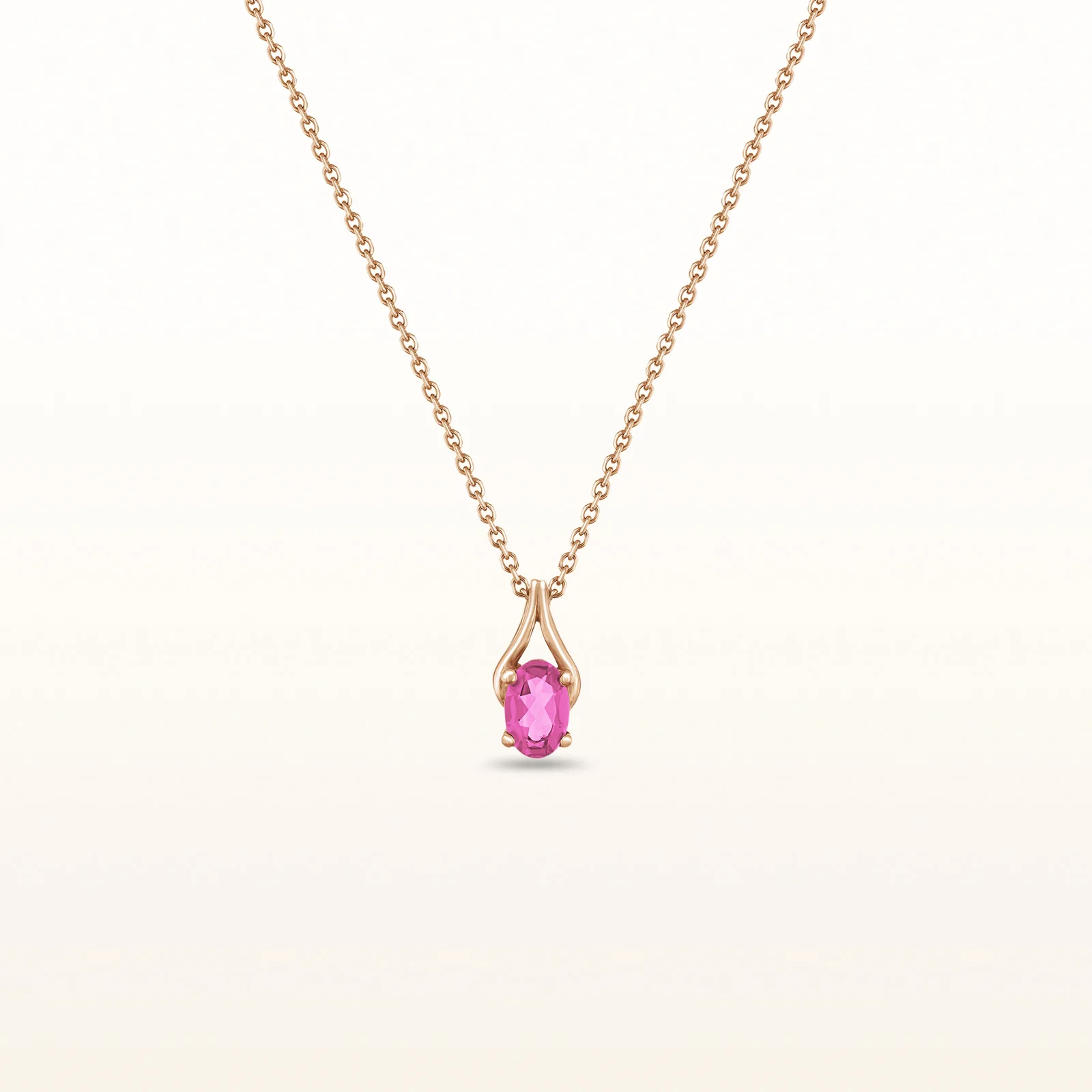 Oval Gemstone Wishbone Pendant in 14kt Rose Gold - Image 12