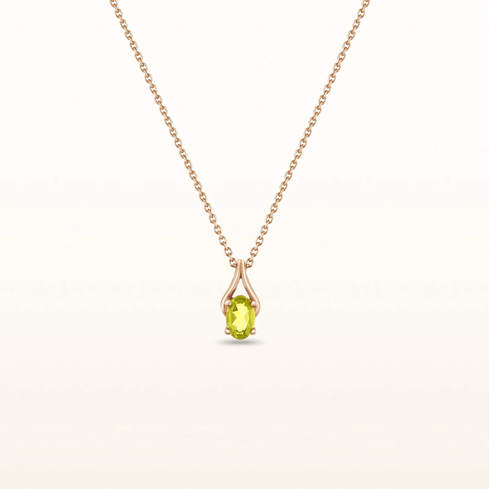 Oval Gemstone Wishbone Pendant in 14kt Rose Gold - Image 8