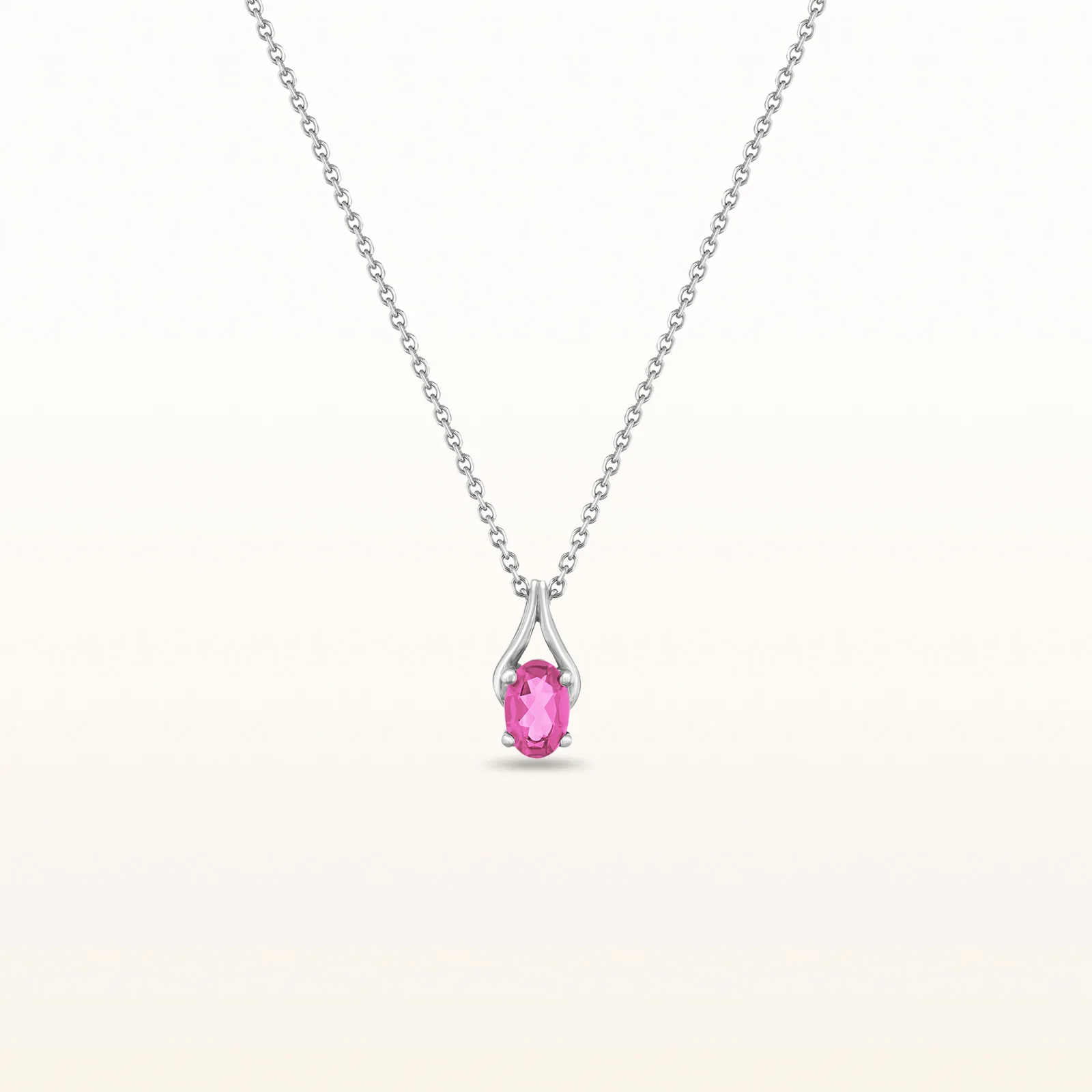 Oval Gemstone Wishbone Pendant in 14kt White Gold - Image 12