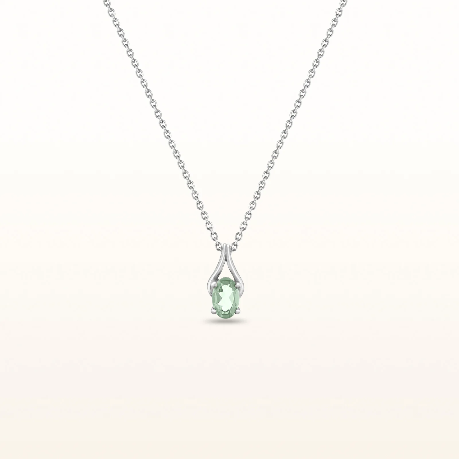 Oval Gemstone Wishbone Pendant in 14kt White Gold - Image 14