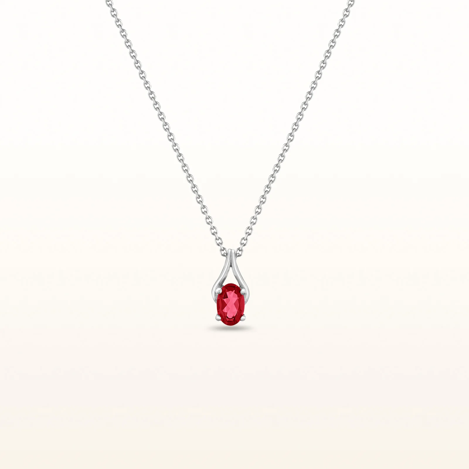 Oval Gemstone Wishbone Pendant in 14kt White Gold - Image 16