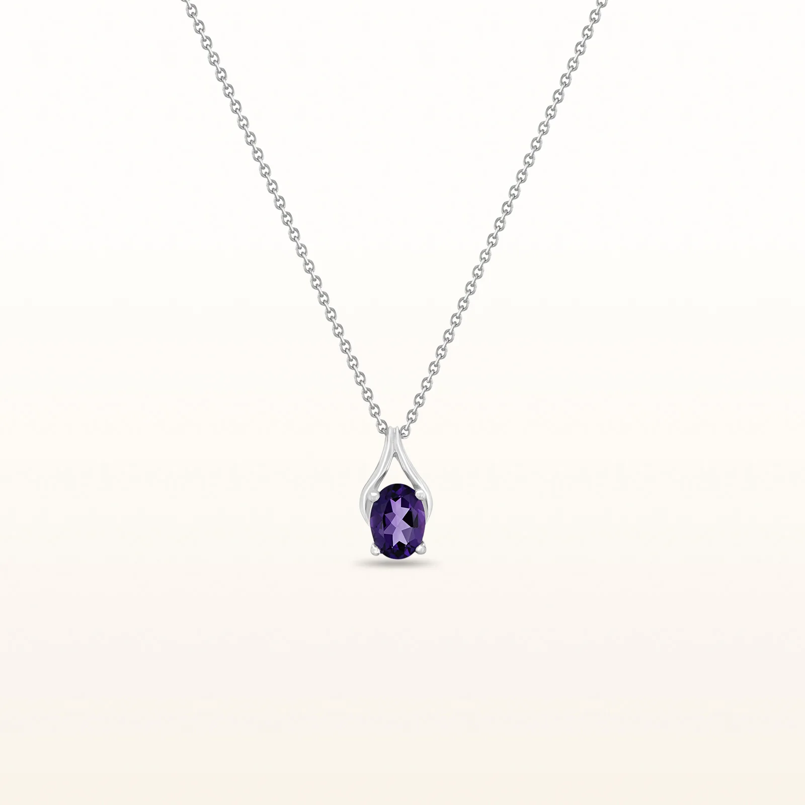 Oval Gemstone Wishbone Pendant in 14kt White Gold - Image 19