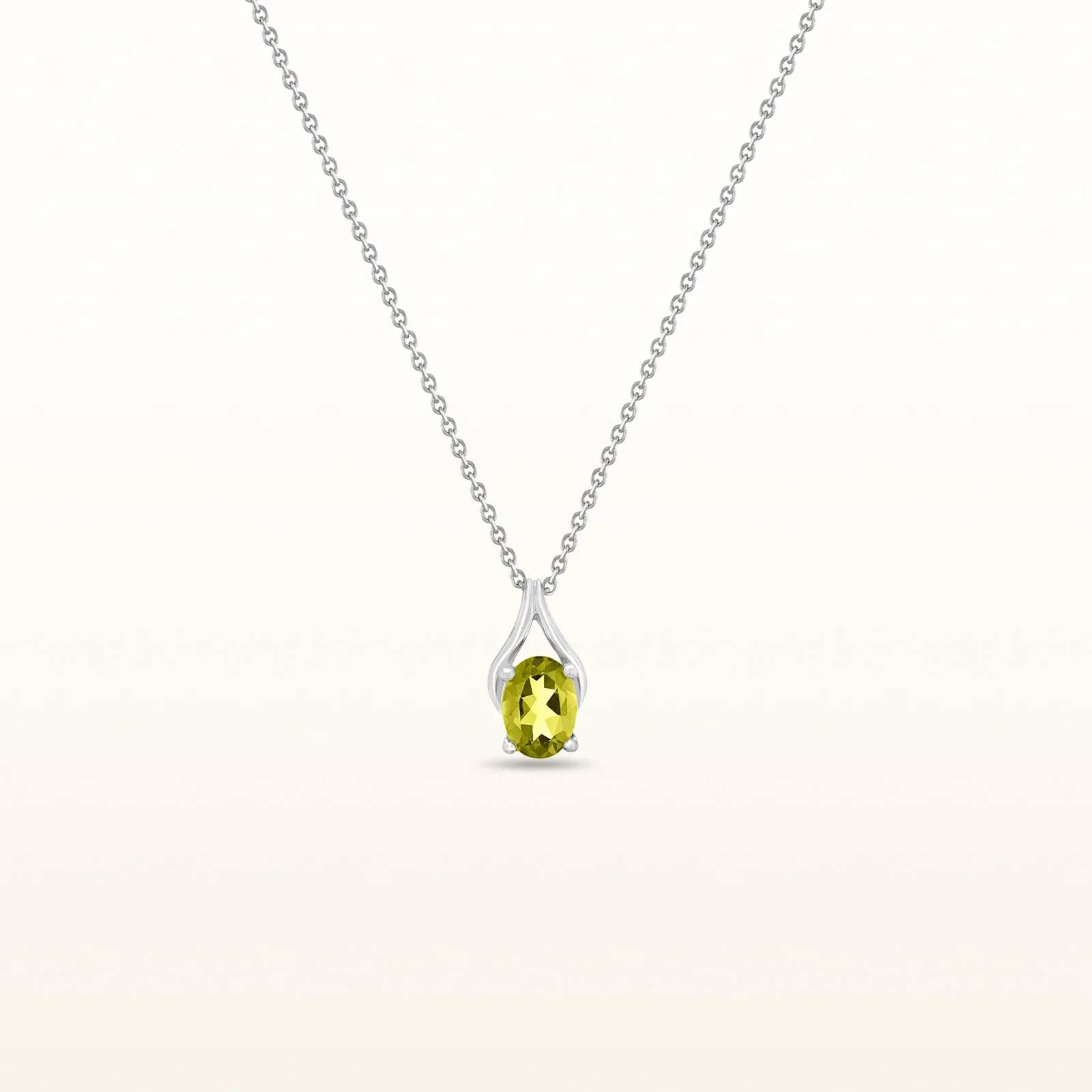 Oval Gemstone Wishbone Pendant in 14kt White Gold - Image 24