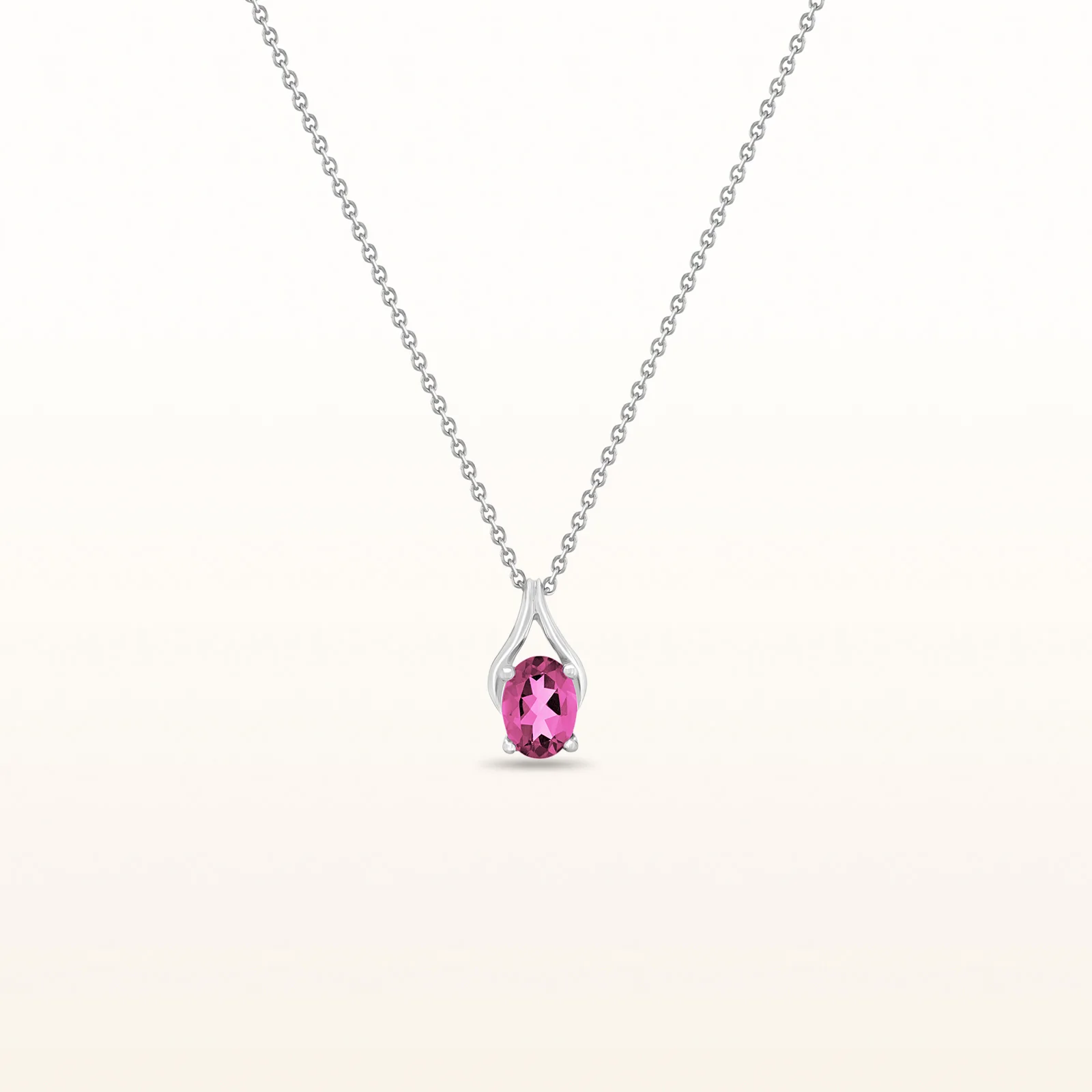 Oval Gemstone Wishbone Pendant in 14kt White Gold - Image 28