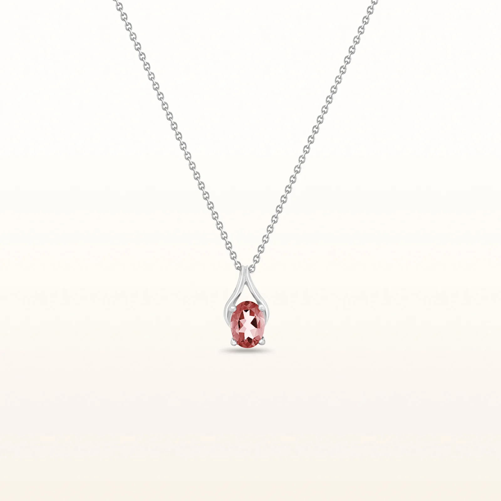 Oval Gemstone Wishbone Pendant in 14kt White Gold - Image 29