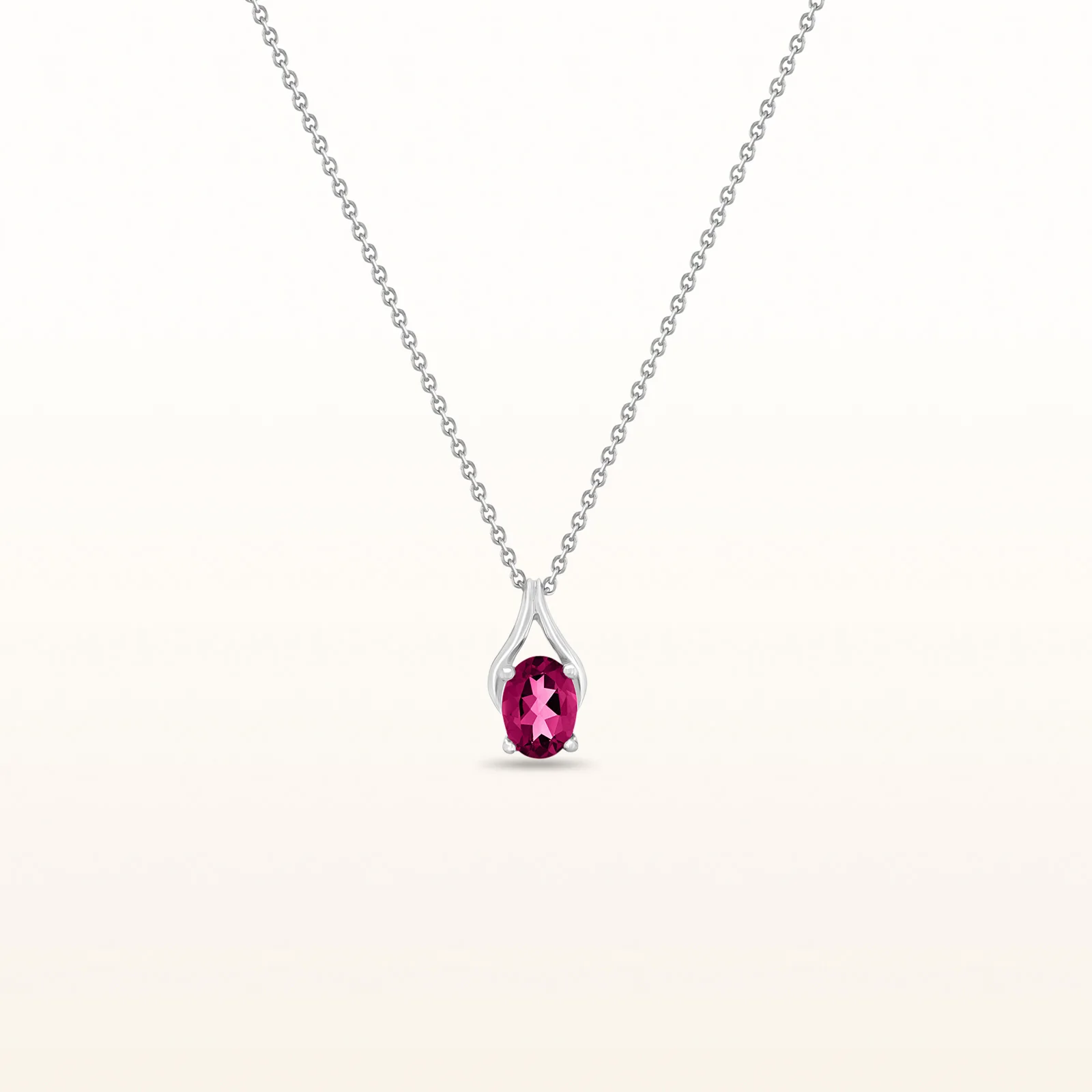 Oval Gemstone Wishbone Pendant in 14kt White Gold - Image 31
