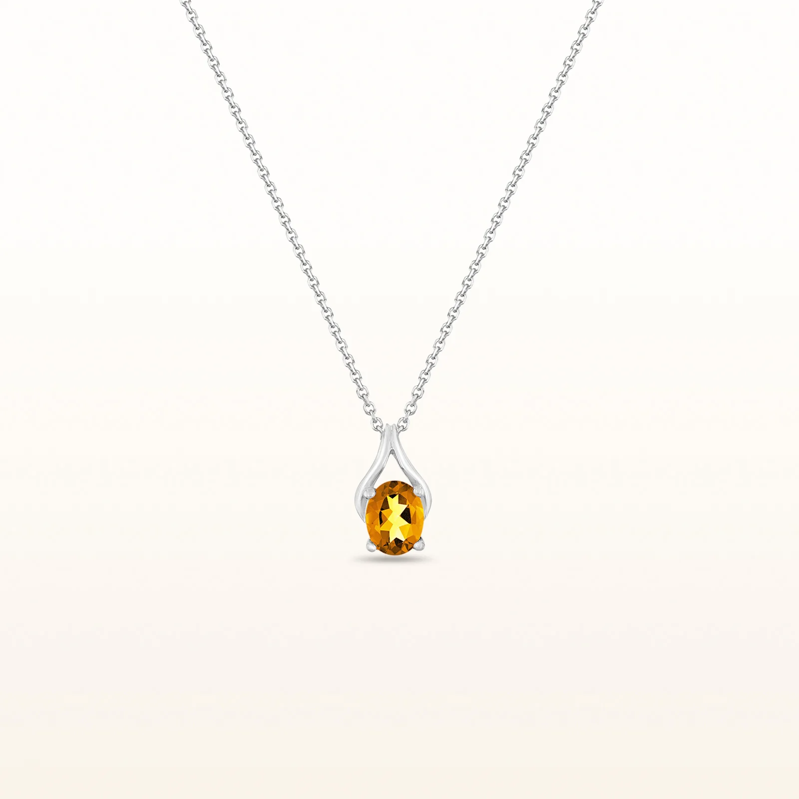 Oval Gemstone Wishbone Pendant in 14kt White Gold - Image 39