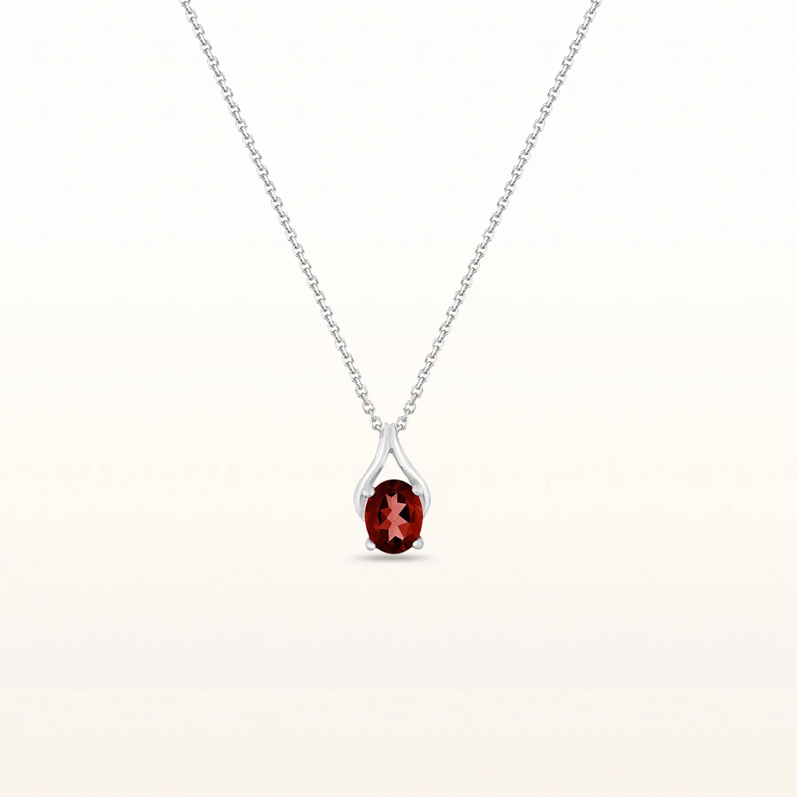 Oval Gemstone Wishbone Pendant in 14kt White Gold - Image 40
