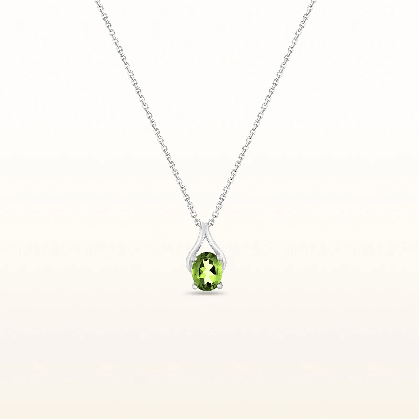 Oval Gemstone Wishbone Pendant in 14kt White Gold - Image 44