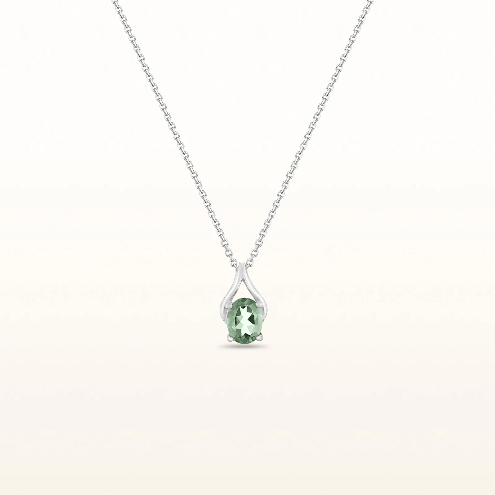 Oval Gemstone Wishbone Pendant in 14kt White Gold - Image 47