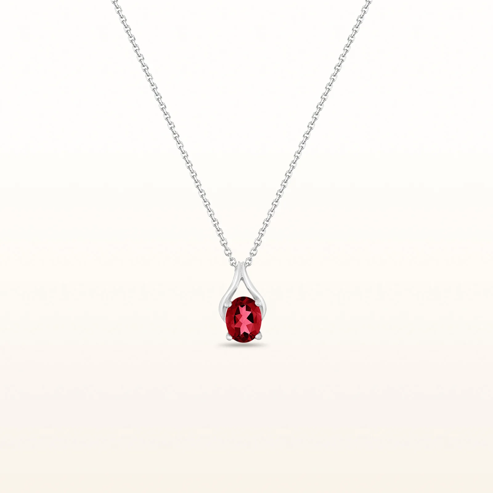 Oval Gemstone Wishbone Pendant in 14kt White Gold - Image 49