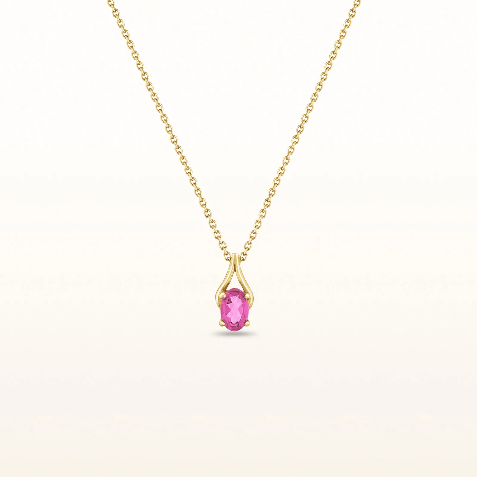 Oval Gemstone Wishbone Pendant in 14kt Yellow Gold - Image 12