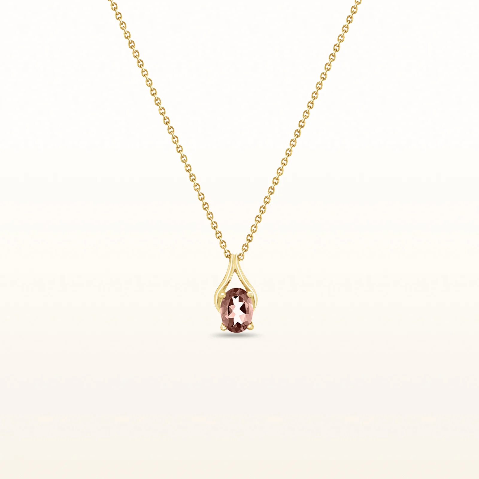 Oval Gemstone Wishbone Pendant in 14kt Yellow Gold - Image 27