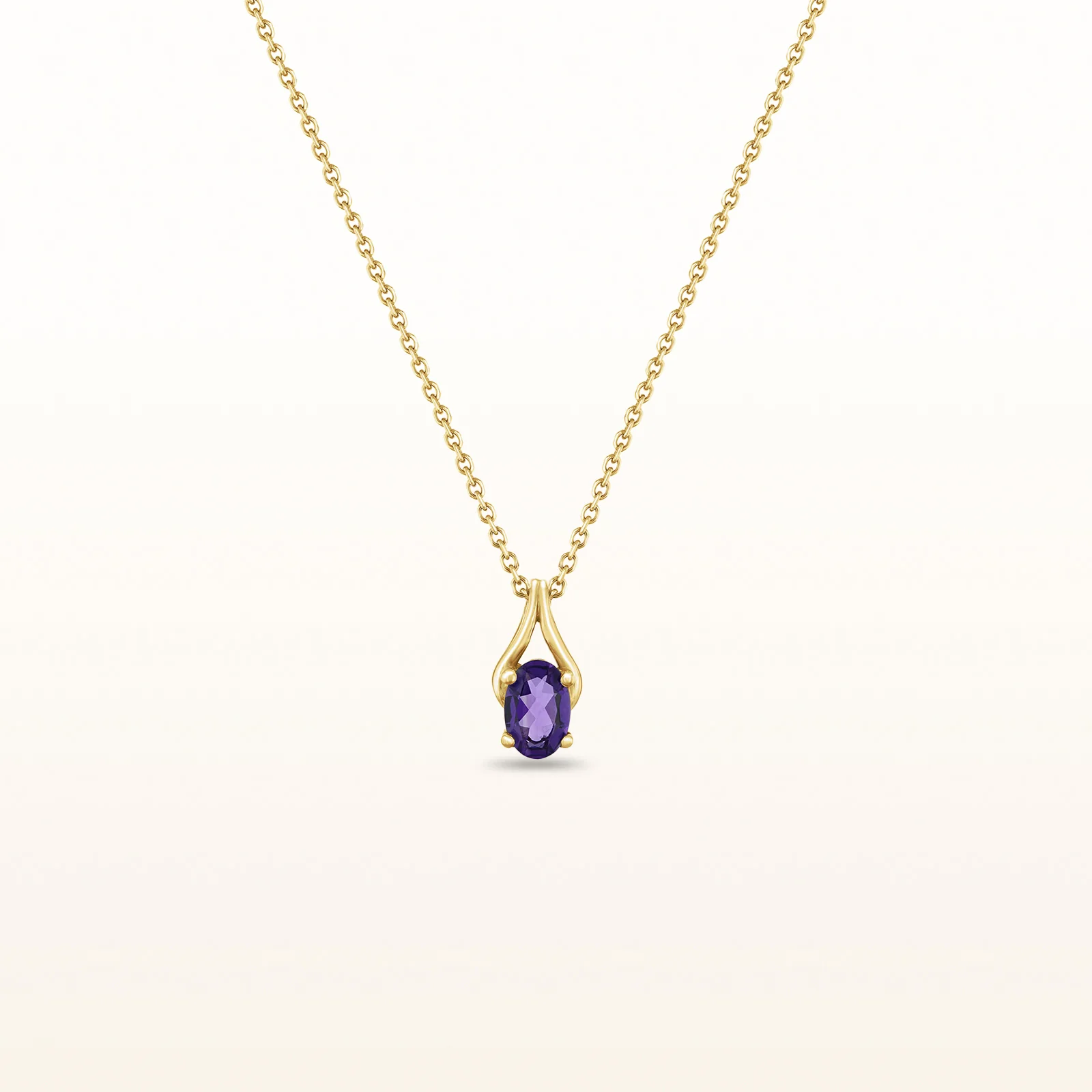 Oval Gemstone Wishbone Pendant in 14kt Yellow Gold - Image 3