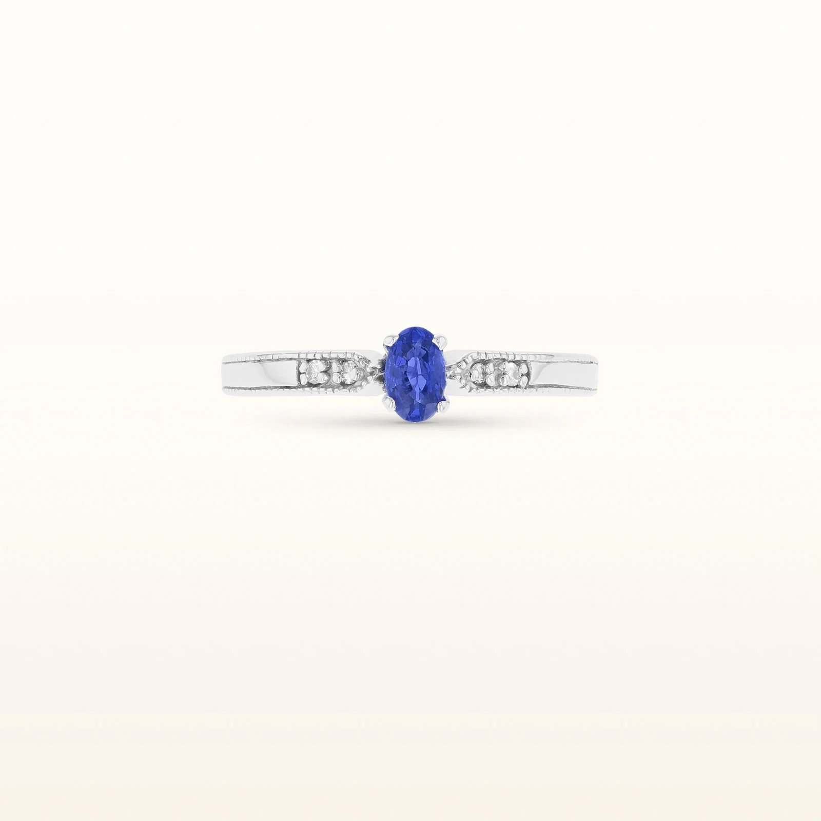 Oval Sapphire and Diamond Ring in 14kt White Gold - Image 6