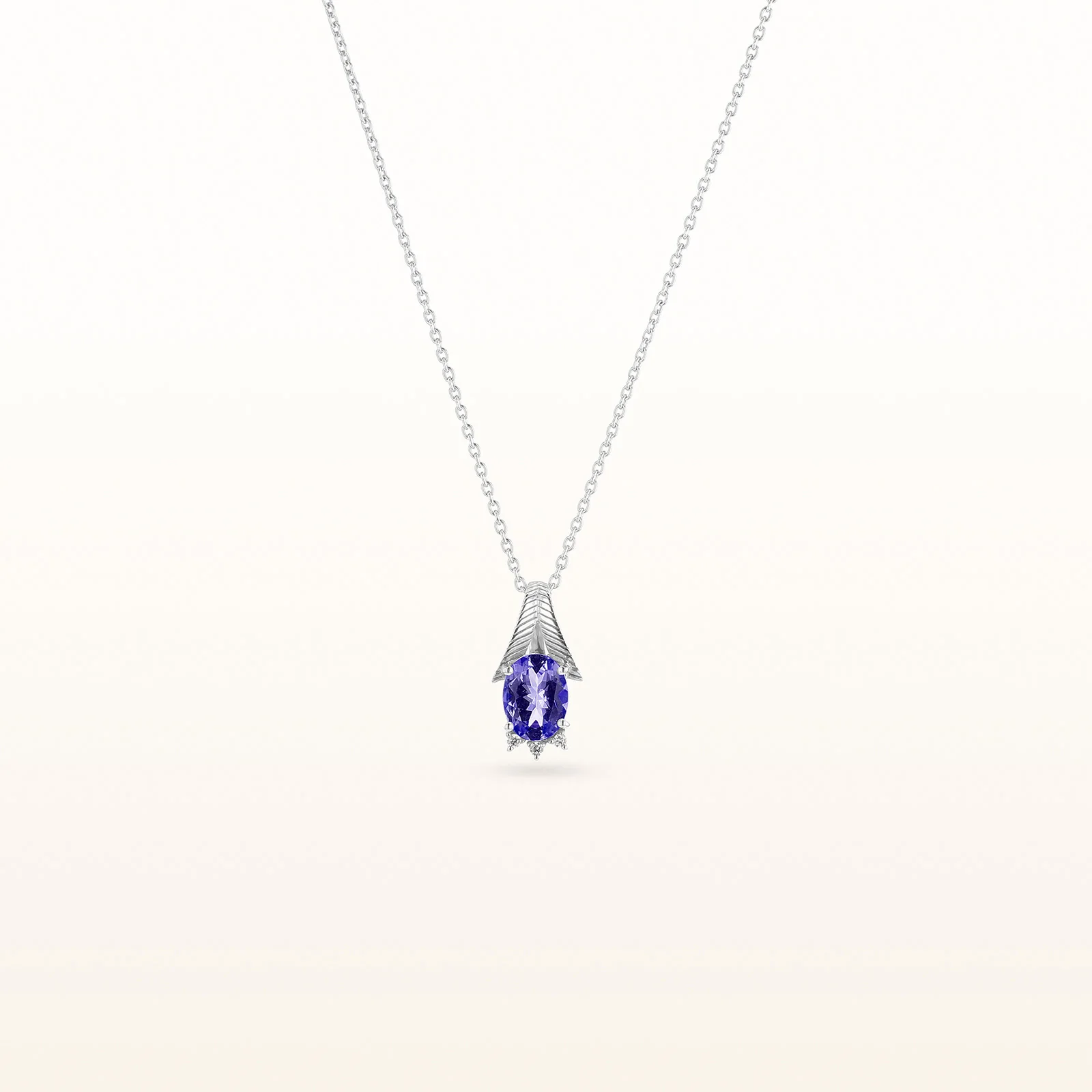 Oval Tanzanite and Diamond Pendant in 14kt White Gold