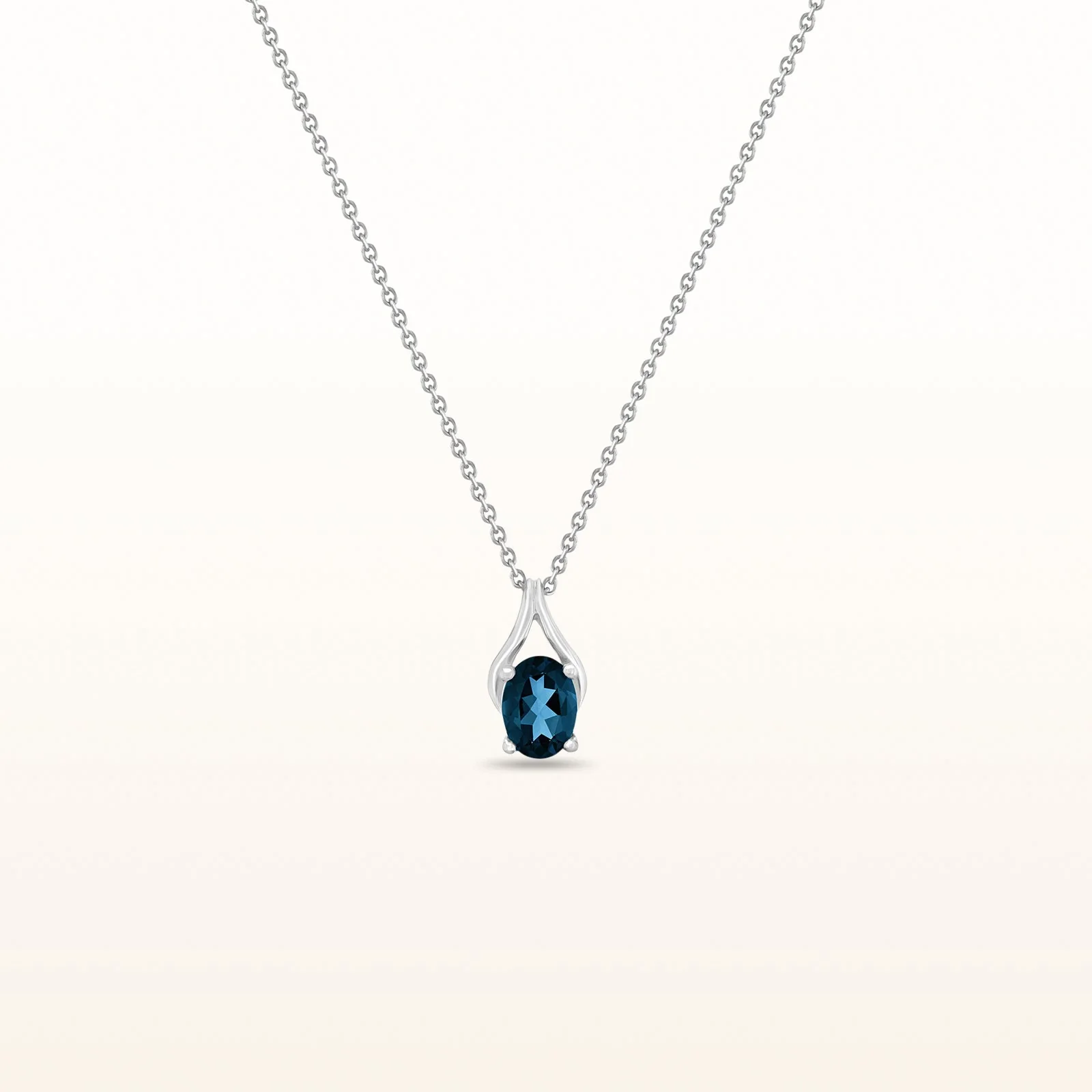 Oval Gemstone Wishbone Pendant in 925 Sterling Silver - Image 30