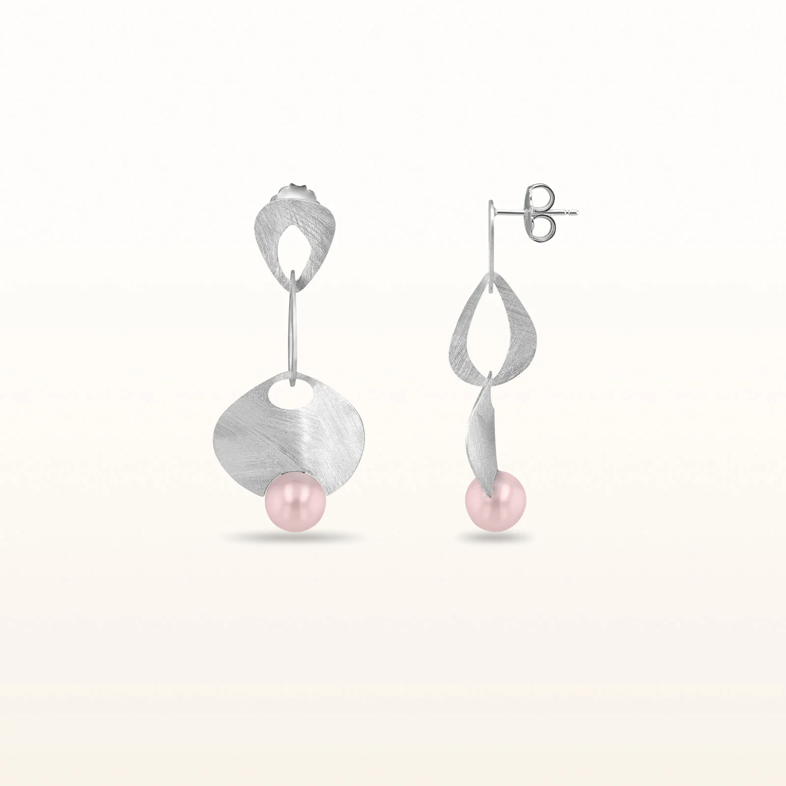 Pearl or Gemstone Wire Brushed Dangle Earrings in 925 Sterling Silver - Image 4