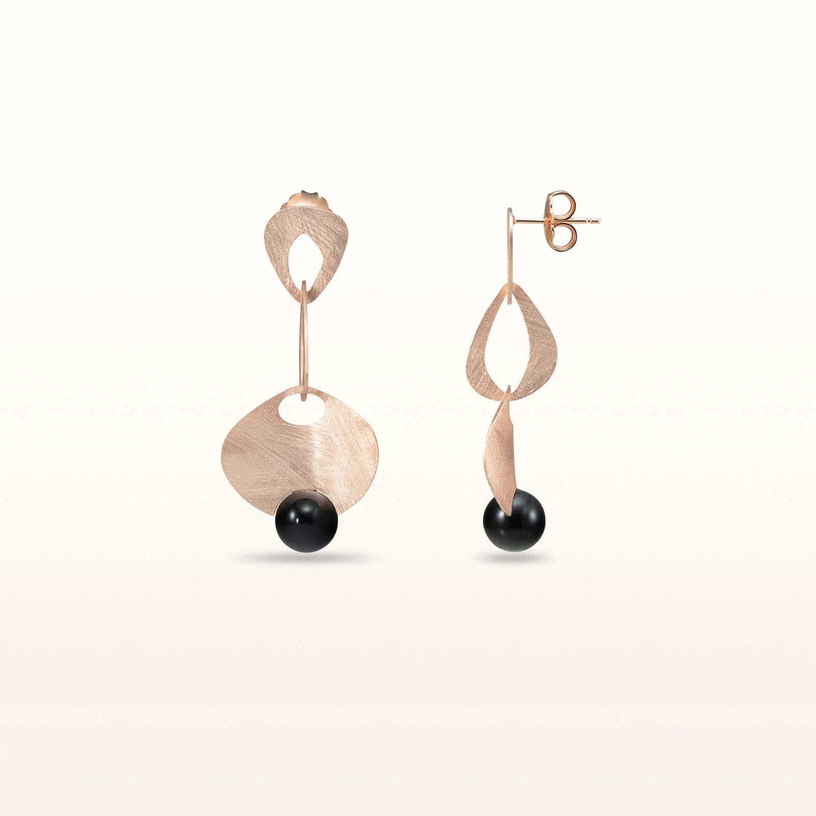 Pearl or Gemstone Wire Brushed Dangle Earrings in Rose Gold Plated 925 Sterling Silver - Image 6